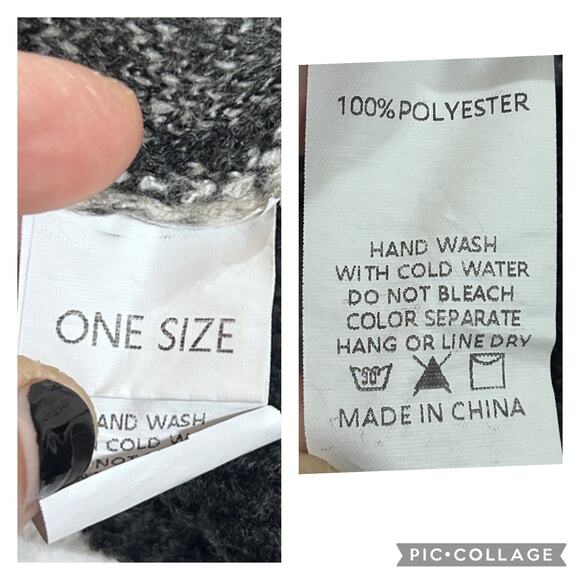 Knit Teddybear 3D Sweater O/S Pullover Striped Gray Cream Fuzzy Cozy Whimsygoth - Picture 6 of 6